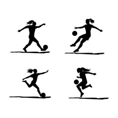 Obraz premium Female soccer player silhouette