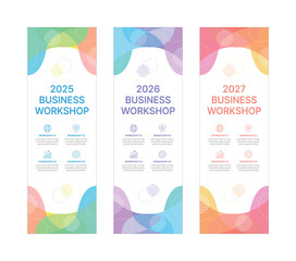 Modern business banner templates with abstract geometric patterns. Perfect for workshops, events, conferences, presentations, or branding projects, combining style and professionalism.