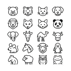 simple minimalist animal set on white background,Simple vector icons,Vector illustration