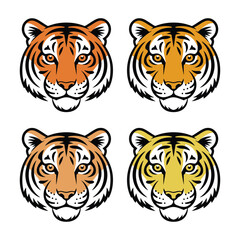 simple minimalist tiger head on white background,Simple vector icons,Vector illustration