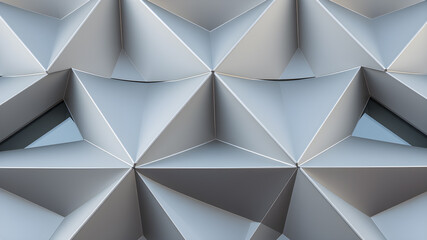 Obraz premium Abstract close-up view of modern aluminum ventilated triangles on facade Generative AI
