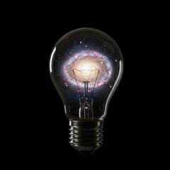 Cosmic Illumination: An Enchanting Light Bulb Containing a Galaxy, Fusing Innovation with the Wonders of the Universe in Design.