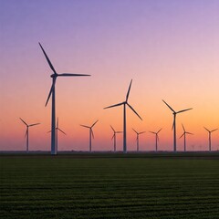 wind turbines in the sunset