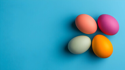 Pastel Easter Eggs on Blue Background