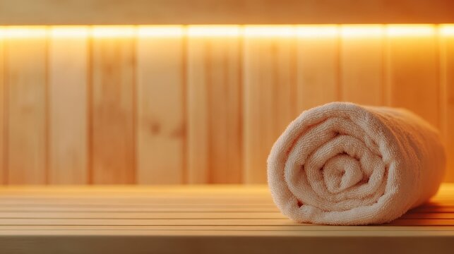 A neatly rolled towel sitting elegantly in a serene spa setting, showcasing simplicity and calmness often sought in wellness retreats for ultimate relaxation.