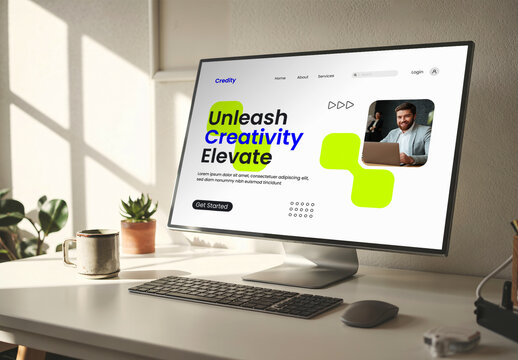 Simple Front View Computer Screen Mockup