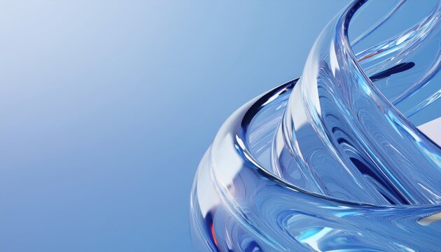  fluid blue glass ribbon on gradient background abstract 3d illustration for web design, branding, wallpapers, and modern digital art