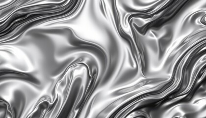 Dynamic silver fabric texture abstract background digital art smooth surface close-up elegance and luxury