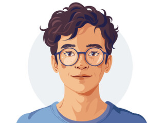 Portrait of a handsome young man with glasses. Vector illustration.