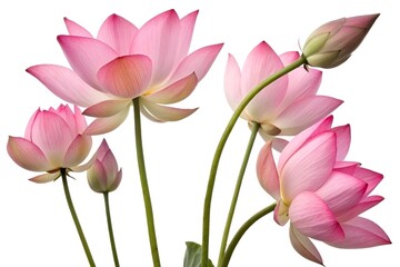 Fototapeta premium Pink Lotus Bouquet Botanical Photography on White Background