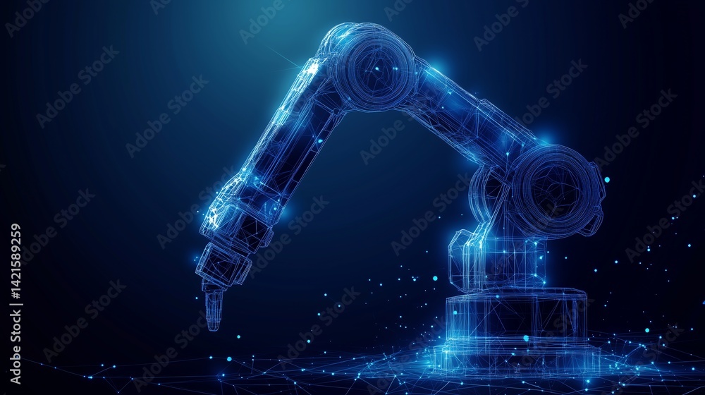 Poster smart industry robot arms modernization for digital factory technology, showcasing the automation pr