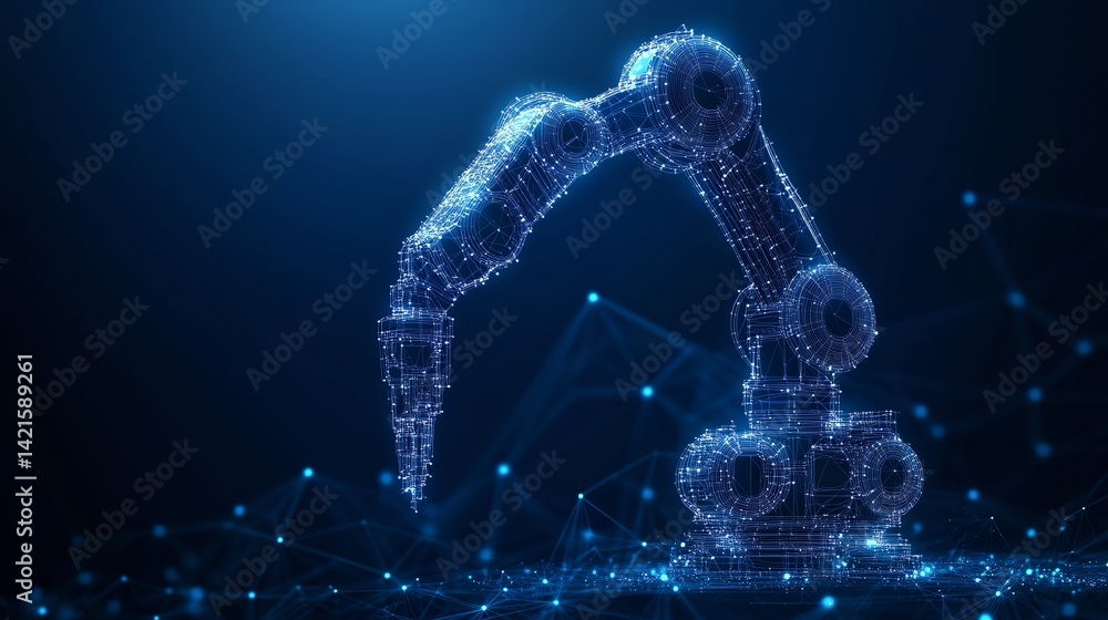 Poster smart industry robot arms modernization for digital factory technology, showcasing the automation pr