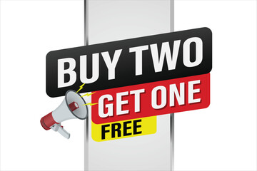 buy two get one free buy now poster banner graphic design icon logo sign symbol social media website coupon

