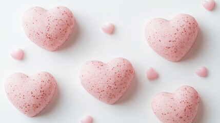 Fototapeta premium Pink glitter hearts romantic valentines day decoration background love cute gift sweet shiny image