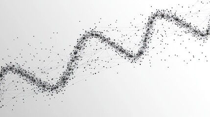 Complex interconnected network of nodes forming a sinuous path on a clean background