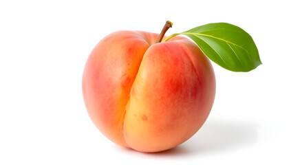 Peach isolated on white background, low-poly. White tone