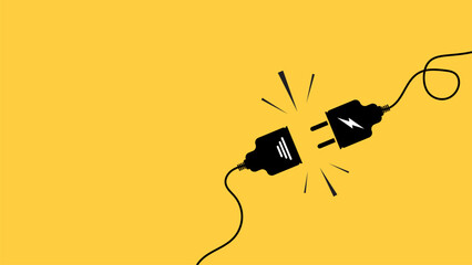 Electric plug and outlet socket unplugged.Electric socket with a plug. Connect and disconnect  concept. 