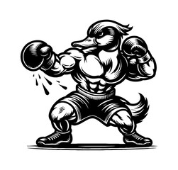 Duck Teal Goose Swan Boxing with Gloves in Sport Competition Fighting Punching Martial Arts Fitness