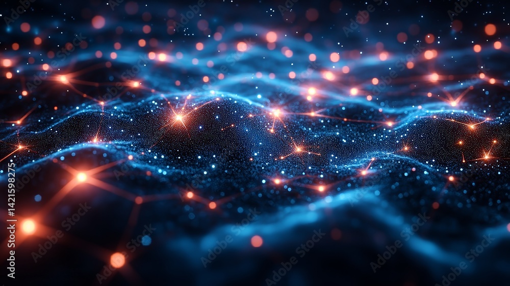 Aufkleber abstract digital network with glowing connections for technology concepts