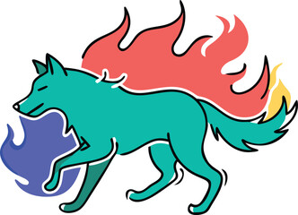 Mystical wolf silhouette designs in nature scenes with spiritual, emotional and tribal elements vector illustration