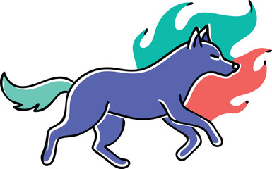 Mystical wolf silhouette designs in nature scenes with spiritual, emotional and tribal elements vector illustration