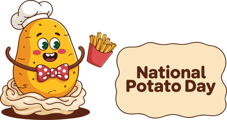 International potato day of Vector Illustration | national potato day celebration | creative concepts of raw potato | National Potato Day Icon with Smiling Cartoon Potato Illustration