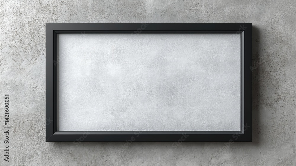 Poster black frame mockup on concrete wall for artwork display and presentation