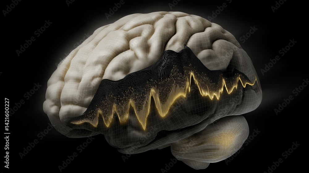 Poster Brain activity visualization with sound waves representing cognitive function