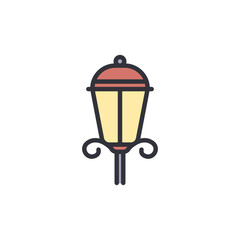 Street lamps colored icons, minimalist vector illustration ,simple transparent graphic element .Isolated on white background