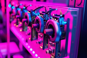 Obraz premium Futuristic control panel with glowing components