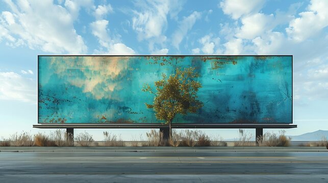 Futuristic billboard marketing display featuring Outdoor Advertising Advertising Billboard hyper realistic style white background designed to showcase the Advertising Effectiveness of Local Billboard