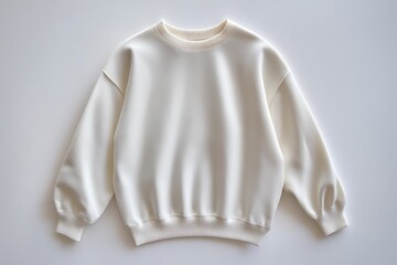 Studio shot of white sweatshirt for fashion, clothing advertisement, or online sale against background