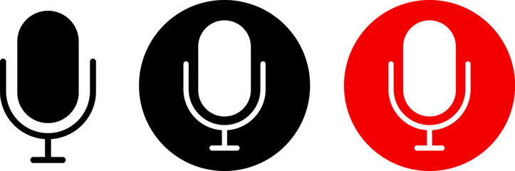 Recording icon set. Red logo camera recording symbol.  recording conversation. recording voice message signs
