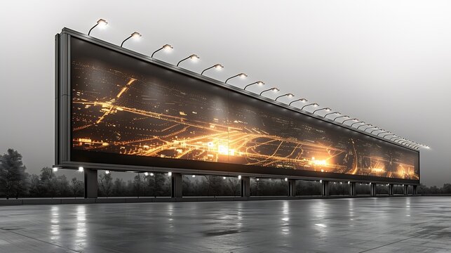 Futuristic billboard marketing display featuring Outdoor Advertising Advertising Billboard hyper realistic style white background designed showcase Advertising Effectiveness of Advertising LED
