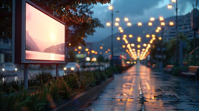 Futuristic billboard marketing display featuring Digital Billboards Outdoor Marketing Billboard hyper realistic style white background designed showcase Advertising Effectiveness of Local Billboard