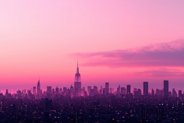 Obraz premium Cityscape at Dusk in Magenta Hues