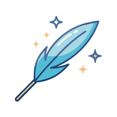 Naklejka premium Feather with Sparkles Icon Representing Magical Enchantment and Fantasy