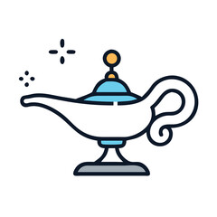 Genie Lamp Icon Representing Wish Granting Item and Magical Object