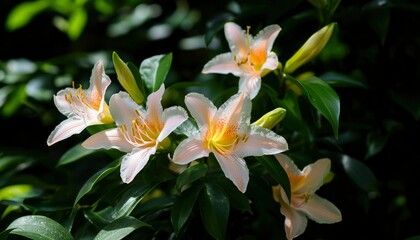Obraz premium Blossoming Lilies in Sunlight
