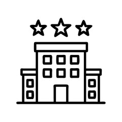 Hotel Building with Stars Icon Representing Hotel Rating and Accommodation Quality