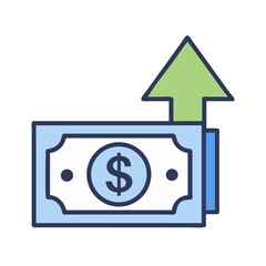 Money with Upward Arrow Icon Representing Revenue Growth and Financial Gain