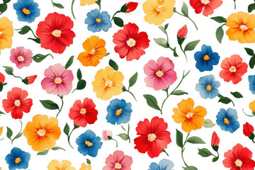 Obraz premium Floral fantasy: Vibrant watercolor flower pattern against a contrasting black backdrop