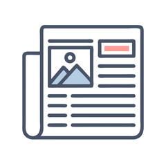 Newspaper Icon Representing Press Release and News Publication