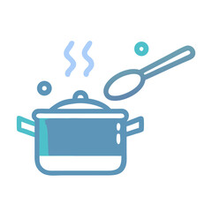 Fototapeta premium Pot with Spoon Icon Representing Stewing Preparation and Cooking Process