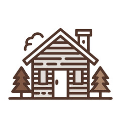 Wooden Cabin Icon Representing Forest Retreat and Nature Lodge