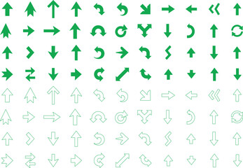 Arrow Icons Set. Direction, Navigation, Logo, Movement, Pointer,  Set, Symbol, Icon. Vector Illustration