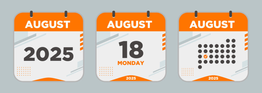 Modern Calendar icon. august. 2025 18 day. The concept of waiting for an important date. Day calendar with date august 18. Cheklist day calendar. Vector illustration.