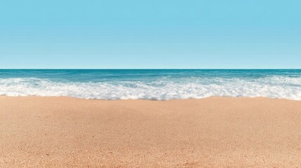 Serene beach landscape with gentle waves and clear skies