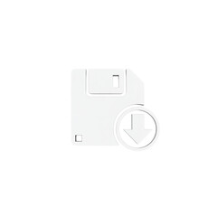 Fototapeta premium Saving memories, a nostalgic floppy disk download, minimalist white design.