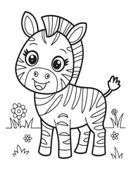 Fototapeta premium Cute Animal Coloring Pages, Coloring book, Animals, victor, animals line art, illustration, black & white Designs